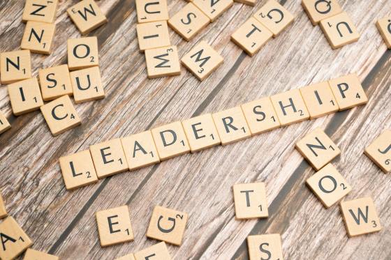 the word leadership spelled out in scrabble letters